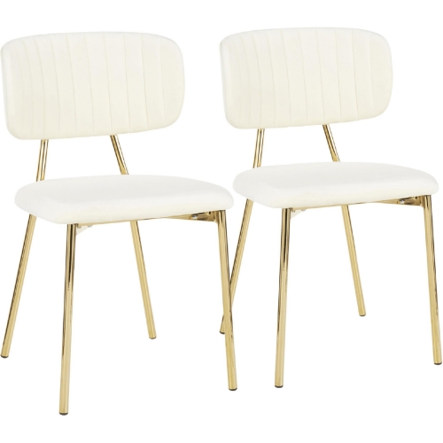 Bouton Dining Chair in Cream Velvet & Gold Metal (Set of 2)